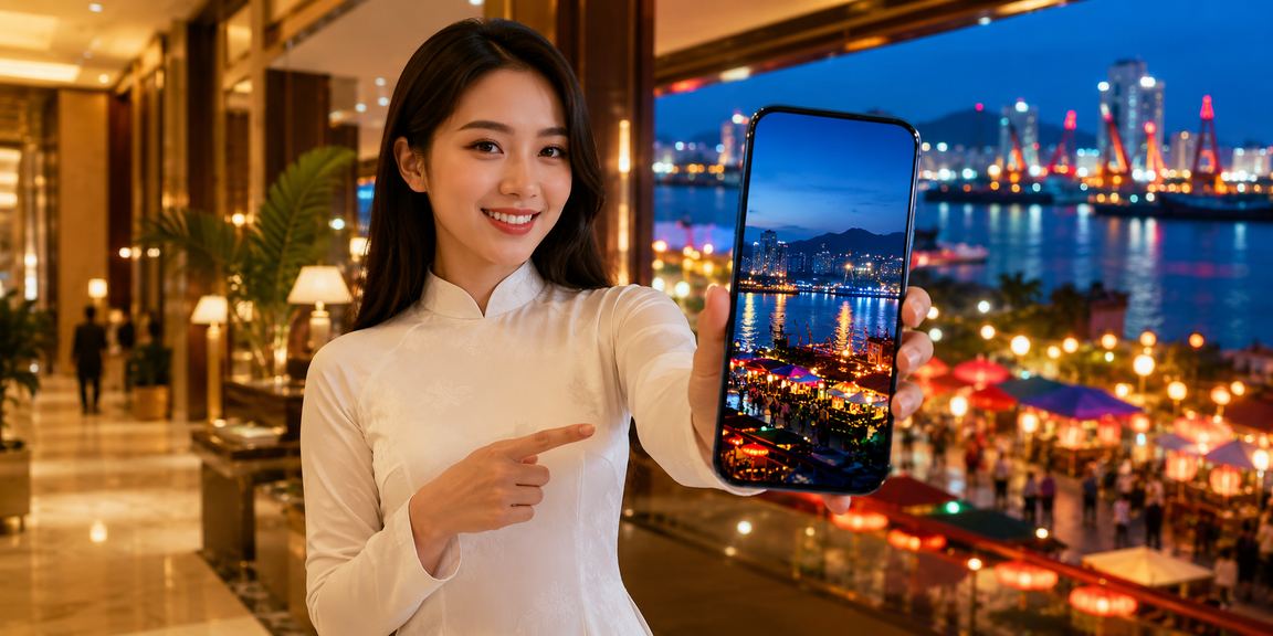 Người dùng Hải Phòng mặc áo dài theo dõi cược thể thao trực tuyến an toàn trên điện thoại