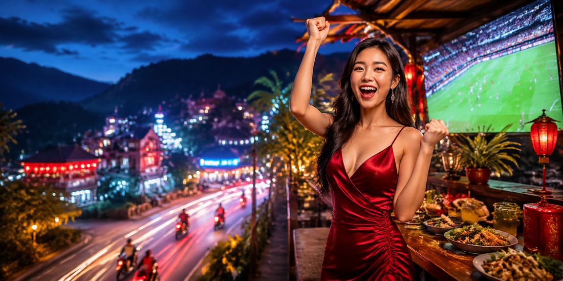 Khung cảnh xổ số và đèn neon về đêm tại Sapa – người dùng theo dõi số liệu trực tuyến